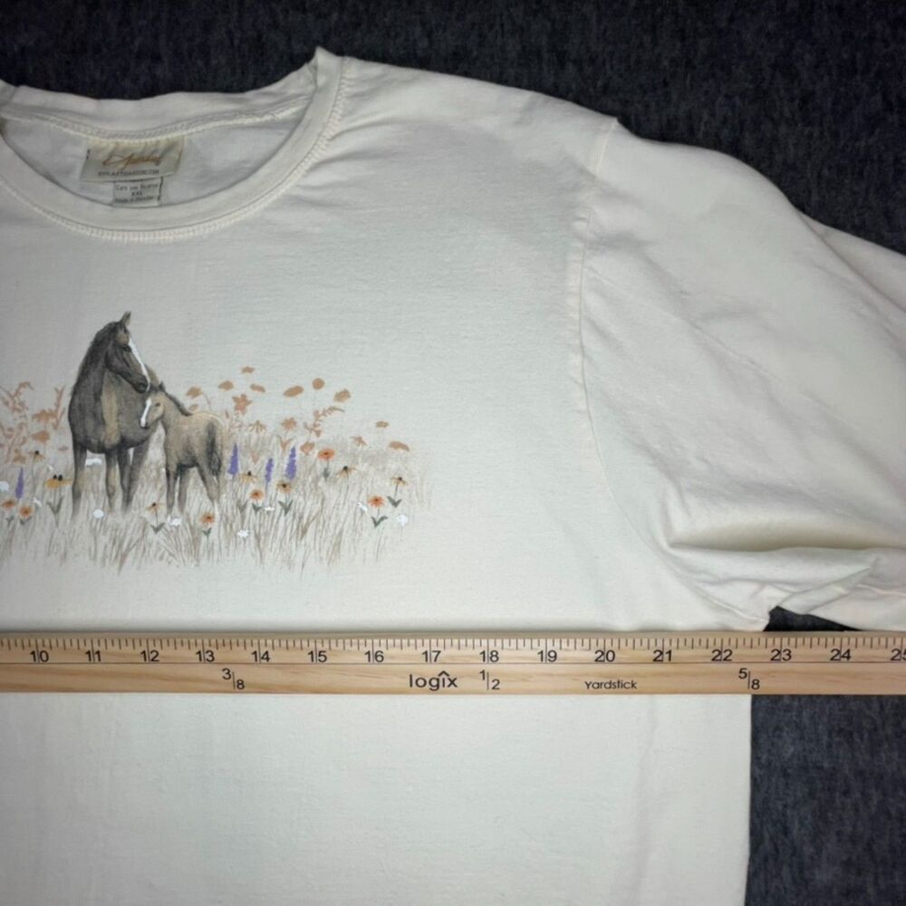 Artisans Vintage Horse Graphic Equestrian Shirt XXL Cream Western Boho Cowboy - Picture 5 of 8